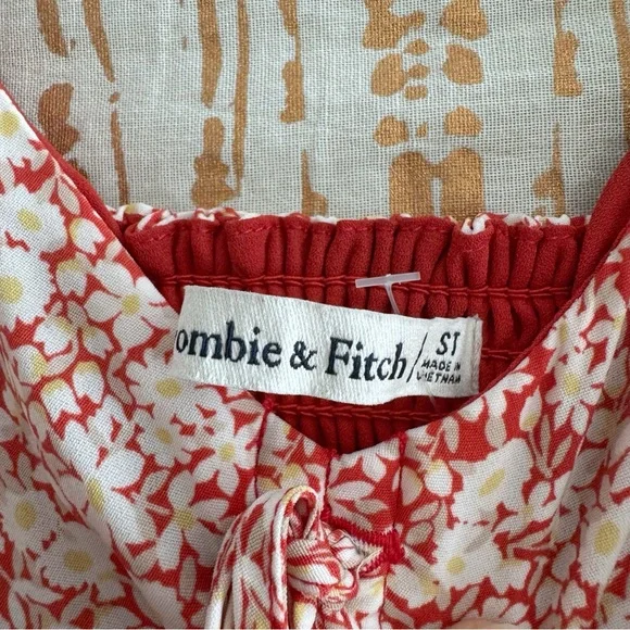 Abercrombie & Fitch Cinch Front Midi Dress red size Small Tall - Picture 3 of 6